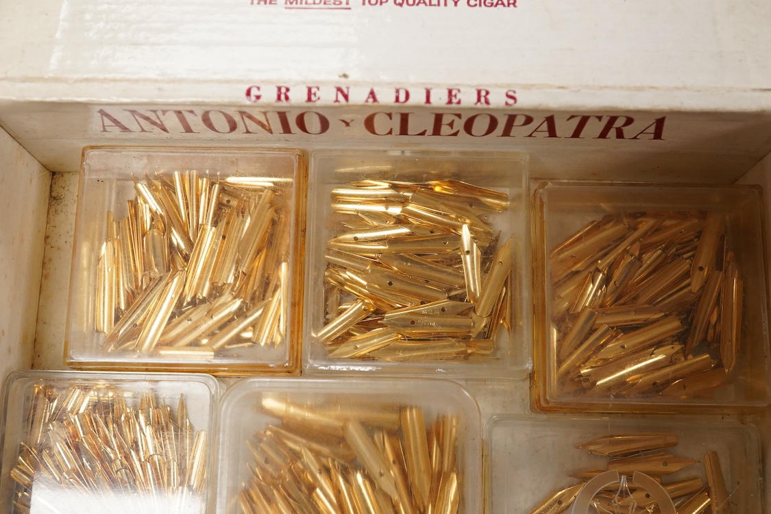 A large collection of fountain pen gold plated nibs / sections from various makers